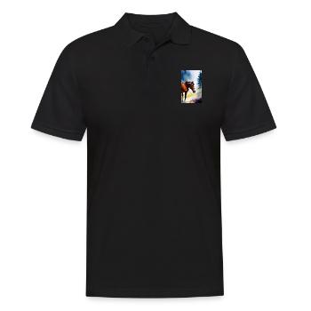 Pferd | reiten | Tier | Reittier | Bunt - Männer Poloshirt - Schwarz - Vorne - Kai (181cm)