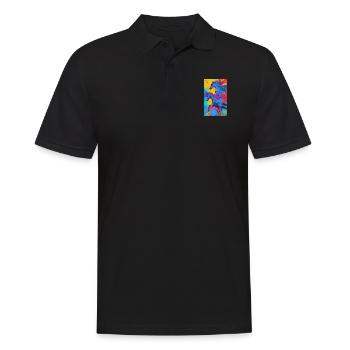 Pferd | reiten | Tier | Reittier | Bunt - Männer Poloshirt - Schwarz - Vorne - Kai (181cm)