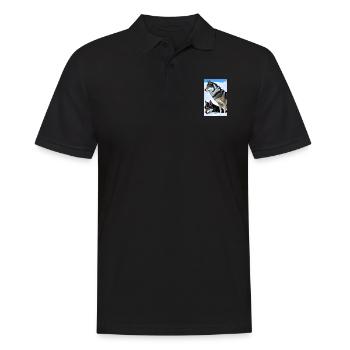 Loup | Prédateur | Chien | Mystique - Polo Homme - noir - Devant - Kai (181cm)