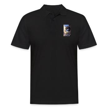 Loup | Prédateur | Chien | Mystique - Polo Homme - noir - Devant - Kai (181cm)