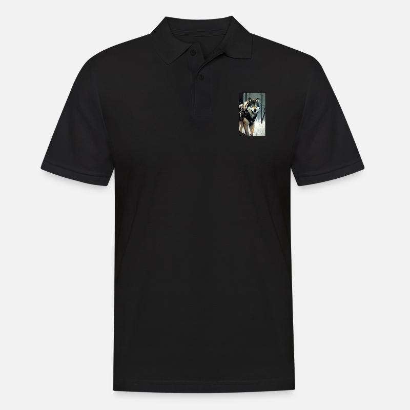 Wolf | Raubtier | Hund | Mystisch - Männer Poloshirt - Schwarz