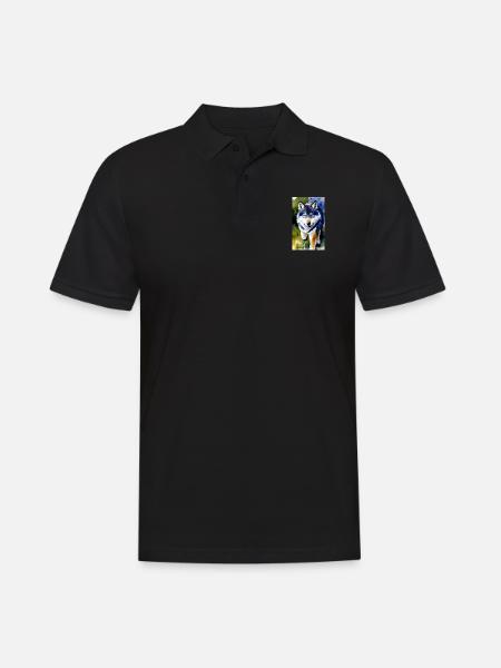 Wolf | Predator | Dog | Mystical - Men's Polo Shirt - black