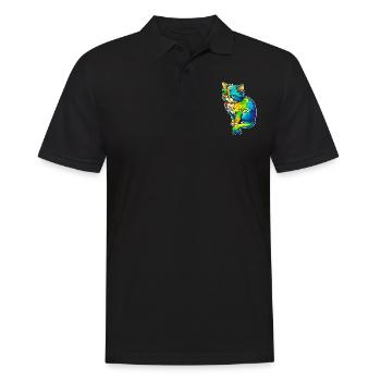 Soutien sensibilisation à l'autisme chat coloré - Polo Homme - noir - Devant - Kai (181cm)