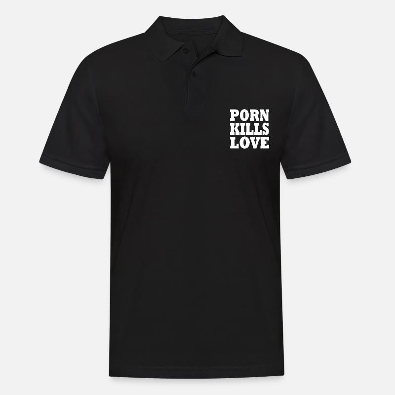 Porn kills love - Männer Poloshirt - Schwarz