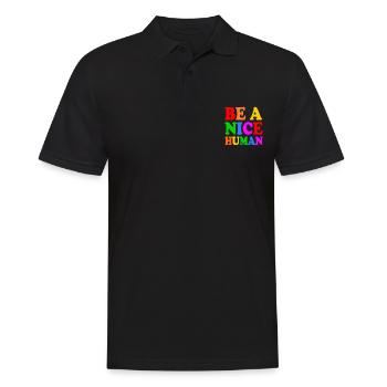 Be a nice human - Men's Polo Shirt - black - Front - Kai (181cm)
