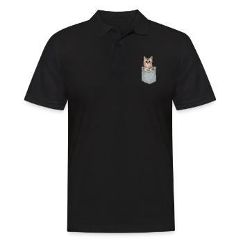 Birma-Katze in der Tasche Geschenk - Männer Poloshirt - Schwarz - Vorne - Kai (181cm)