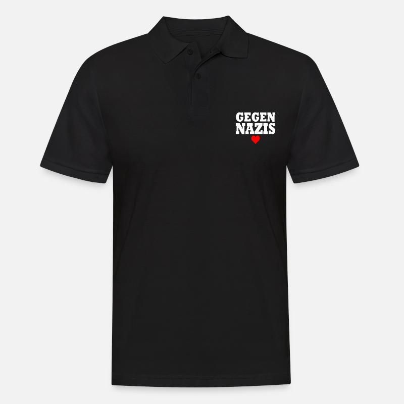Gegen nazis - Männer Poloshirt - Schwarz