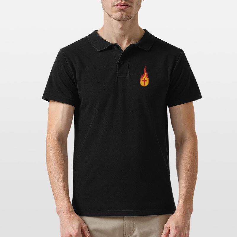 fire flames hot burn burned torch loder Men's Polo Shirt
