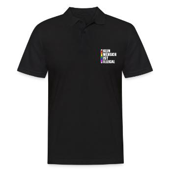Kein mensch ist illegal - Männer Poloshirt - Schwarz - Vorne - Kai (181cm)