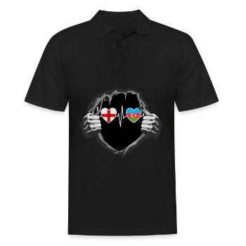 England und Aserbaidschan Aserbaidschanische Fahne - Männer Poloshirt - Schwarz - Vorne - Kai (181cm)