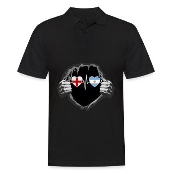 England und Argentinien Argentinische Flaggen - Männer Poloshirt - Schwarz - Vorne - Kai (181cm)