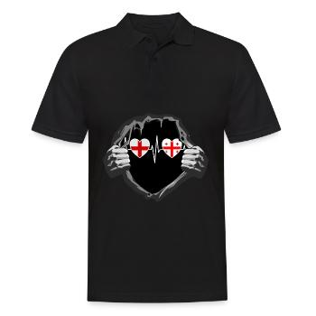 England und Georgien Georgische Fahne Flaggen - Männer Poloshirt - Schwarz - Vorne - Kai (181cm)