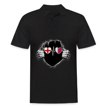 England und Katar Katarer Fahne Flaggen - Männer Poloshirt - Schwarz - Vorne - Kai (181cm)