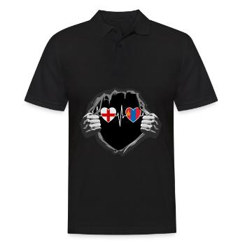 England und Mongolei Mongolische Fahne Flaggen - Männer Poloshirt - Schwarz - Vorne - Kai (181cm)