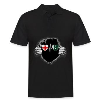 England und Pakistan Pakistanische Fahne Flaggen - Männer Poloshirt - Schwarz - Vorne - Kai (181cm)