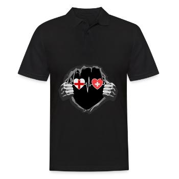 England und Schweiz Schweizerische Fahne Flaggen - Männer Poloshirt - Schwarz - Vorne - Kai (181cm)