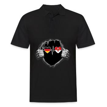 Deutschland und Brandenburg Fahne Flaggen - Männer Poloshirt - Schwarz - Vorne - Kai (181cm)