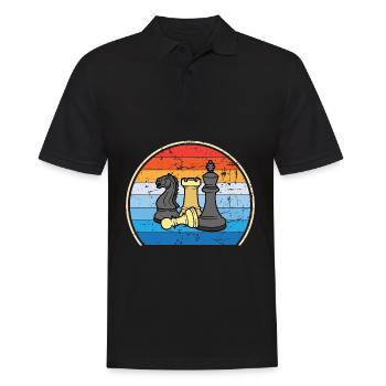 Retro Schachbrett Schachfigur Schachmatt Schach - Männer Poloshirt - Schwarz - Vorne - Kai (181cm)