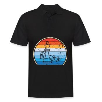 Retro Schachbrett Schachfigur Schachmatt Schach - Männer Poloshirt - Schwarz - Vorne - Kai (181cm)