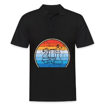 Retro Schachbrett Schachfigur Schachmatt Schach - Männer Poloshirt - Schwarz - Vorne - Kai (181cm)