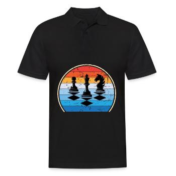 Retro Schachbrett Schachfigur Schachmatt Schach - Männer Poloshirt - Schwarz - Vorne - Kai (181cm)