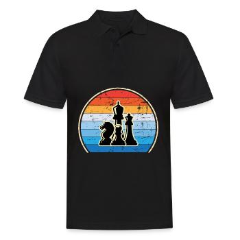 Retro Schachbrett Schachfigur Schachmatt Schach - Männer Poloshirt - Schwarz - Vorne - Kai (181cm)
