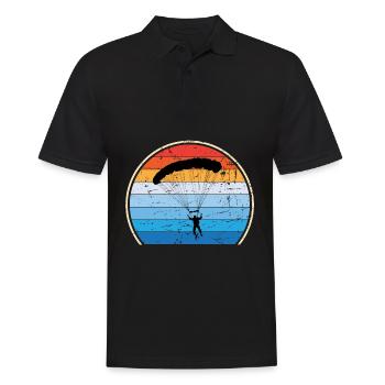 Retro Fallschirm Fallschirmspringen Skydiving - Männer Poloshirt - Schwarz - Vorne - Kai (181cm)