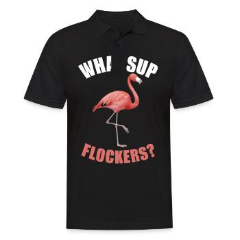 Flamingo Tier Rosa - Männer Poloshirt - Schwarz - Vorne - Kai (181cm)