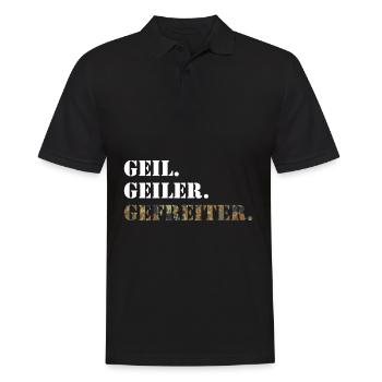 Geil. Geiler. Gefreiter. Bundeswehr Soldat - Männer Poloshirt - Schwarz - Vorne - Kai (181cm)