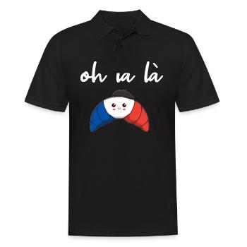 Frankreich Croissant oh là là Geschenkidee süß - Männer Poloshirt - Schwarz - Vorne - Kai (181cm)