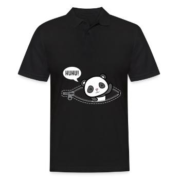 Huhu Ich bin da Baby Panda Geburt Geschenk - Männer Poloshirt - Schwarz - Vorne - Kai (181cm)