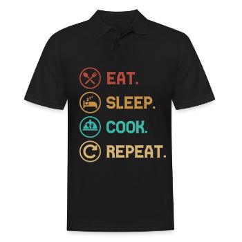 EAT SLEEP COOK REPEAT - Lifestyle/Theme/Motto - Men's Polo Shirt - black - Front - Kai (181cm)