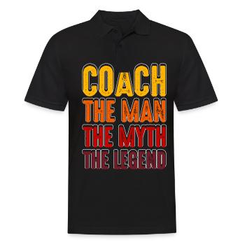 COACH - THE MAN THE MYTH THE LEGEND - Männer Poloshirt - Schwarz - Vorne - Kai (181cm)