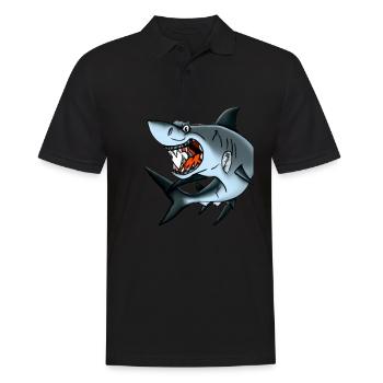 listiger, frecher weißer Hai Meer Fisch Räuber - Männer Poloshirt - Schwarz - Vorne - Kai (181cm)