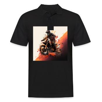 Motocross-Held: zeige deine Liebe fürs Offroad. - Männer Poloshirt - Schwarz - Vorne - Kai (181cm)