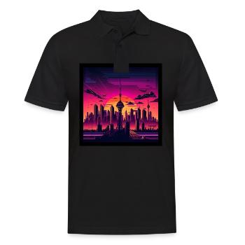 Skyline of Berlin in the evening light - Men's Polo Shirt - black - Front - Kai (181cm)