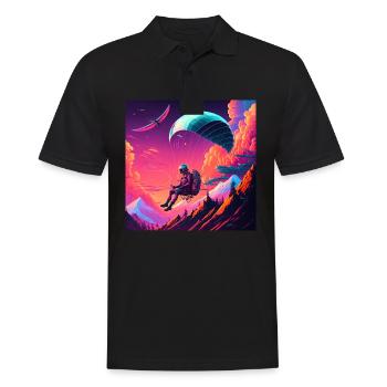 Paraglider im Synthwave Stil - Männer Poloshirt - Schwarz - Vorne - Kai (181cm)