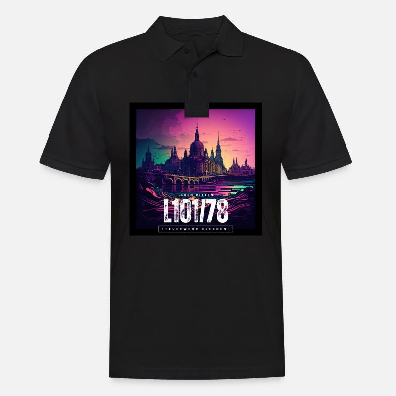 Skyline Dresden - Männer Poloshirt - Schwarz