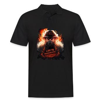 Brandmeister im Einsatz - Männer Poloshirt - Schwarz - Vorne - Kai (181cm)