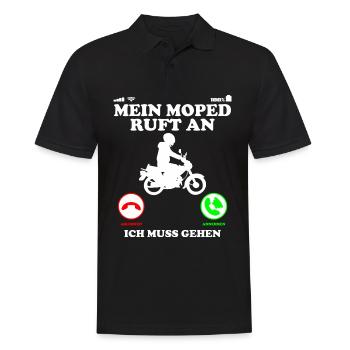 Moped Ruft an ich muss gehen Lustig Spruch - Männer Poloshirt - Schwarz - Vorne - Kai (181cm)