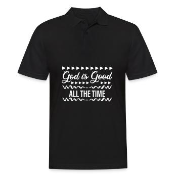 God Is Good - All The Time - Männer Poloshirt - Schwarz - Vorne - Kai (181cm)