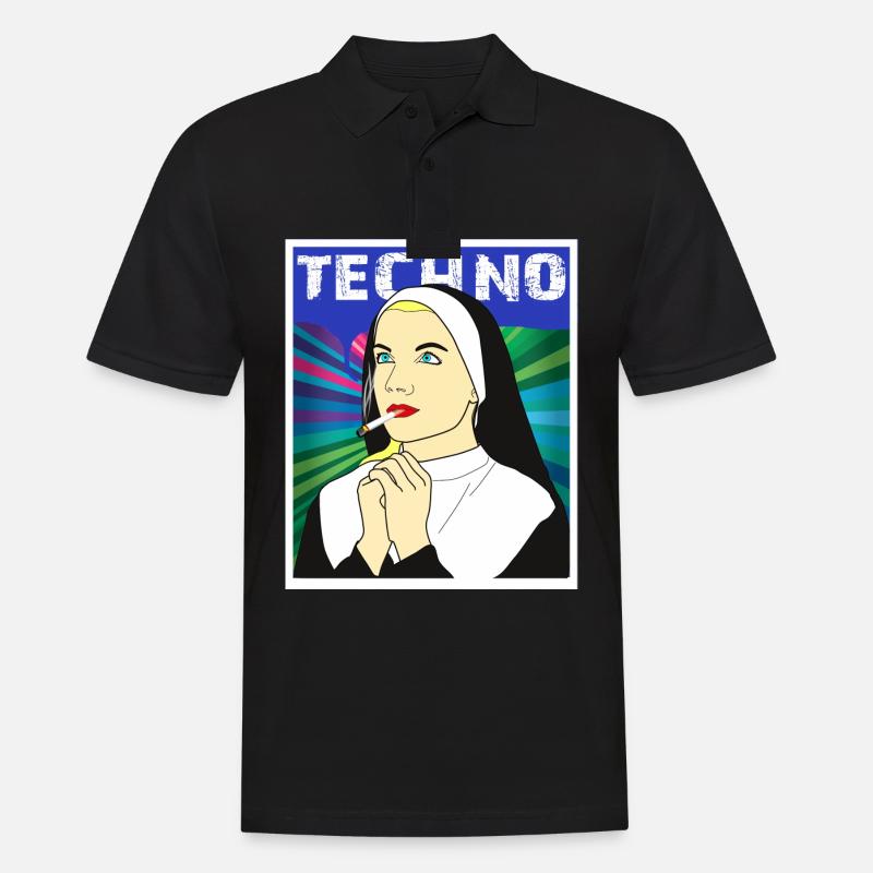 Techno Nonne - Männer Poloshirt - Schwarz