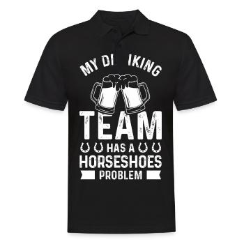My drinking team has a horseshoe problem - Men's Polo Shirt - black - Front - Kai (181cm)