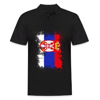Serbien Flagge Farbfleck - Männer Poloshirt - Schwarz - Vorne - Kai (181cm)