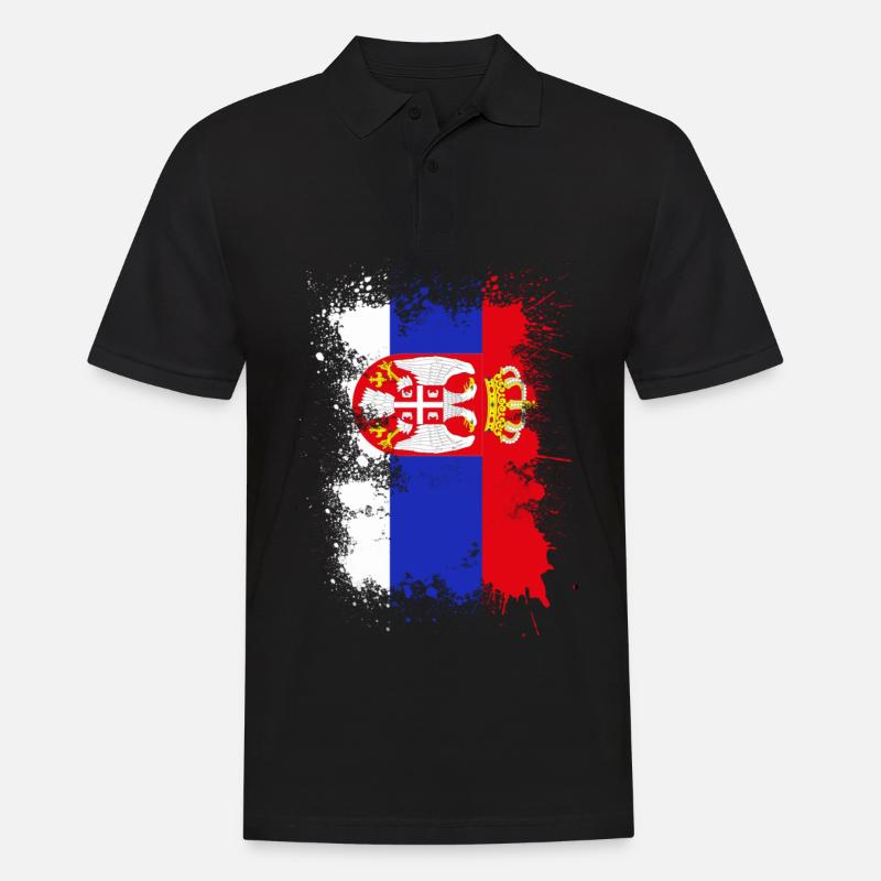 Serbien Flagge Farbfleck - Männer Poloshirt - Schwarz