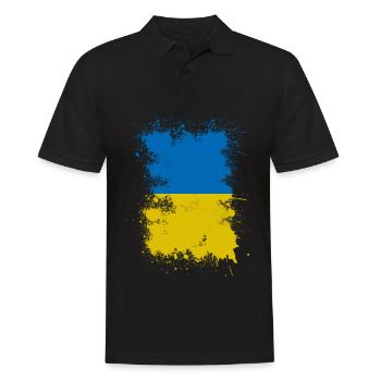 Ukraine Flagge Farbfleck Kunst - Männer Poloshirt - Schwarz - Vorne - Kai (181cm)