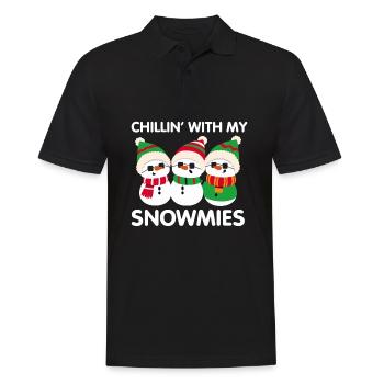 Schneemann Schnee Weihnachten Geschenkidee - Männer Poloshirt - Schwarz - Vorne - Kai (181cm)