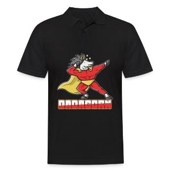 Fête des pères papa papa cadeau super licorne - Polo Homme - noir - Devant - Kai (181cm)