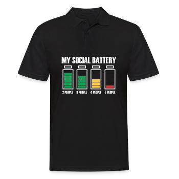 Introvertiert Social Battery Geschenkidee - Männer Poloshirt - Schwarz - Vorne - Kai (181cm)