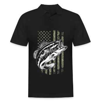 Barsch Fishing American Camo USA Flagge - Männer Poloshirt - Schwarz - Vorne - Kai (181cm)